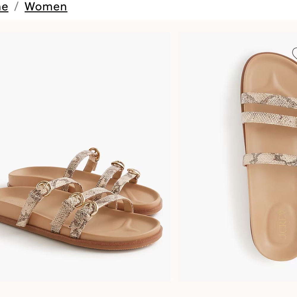 J. Crew Snakeskin Patterned Slide Sandals